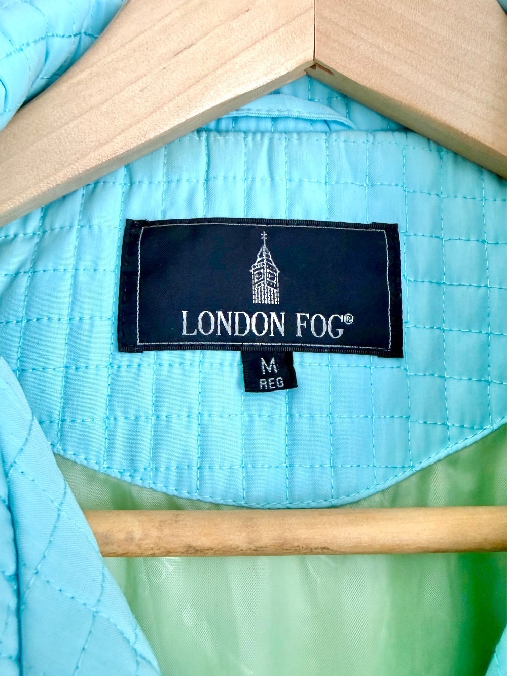 London Fog Robin Egg Blue Quilted Spring Jacket - Size M - Picture 5 of 8
